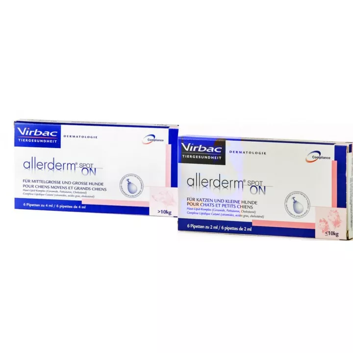 Allerderm Virbac Spot-On Chat et Chien (-10KG) 6 Pipettes