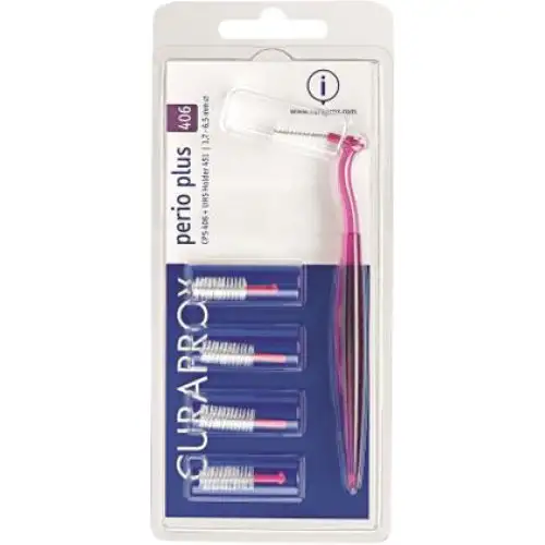 Curaprox Perio Plus 406 Pinceau 5 Têtes + Manche Fuchsia UHS 451 1 Pack