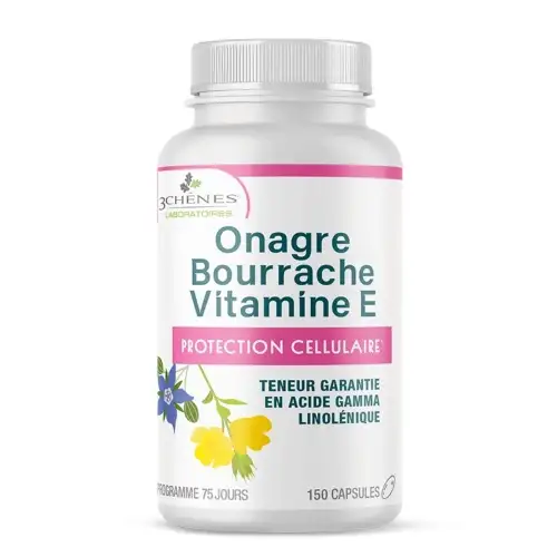 3 CHÊNES - Onagre Bourrache Vitamine E - 150 Capsules