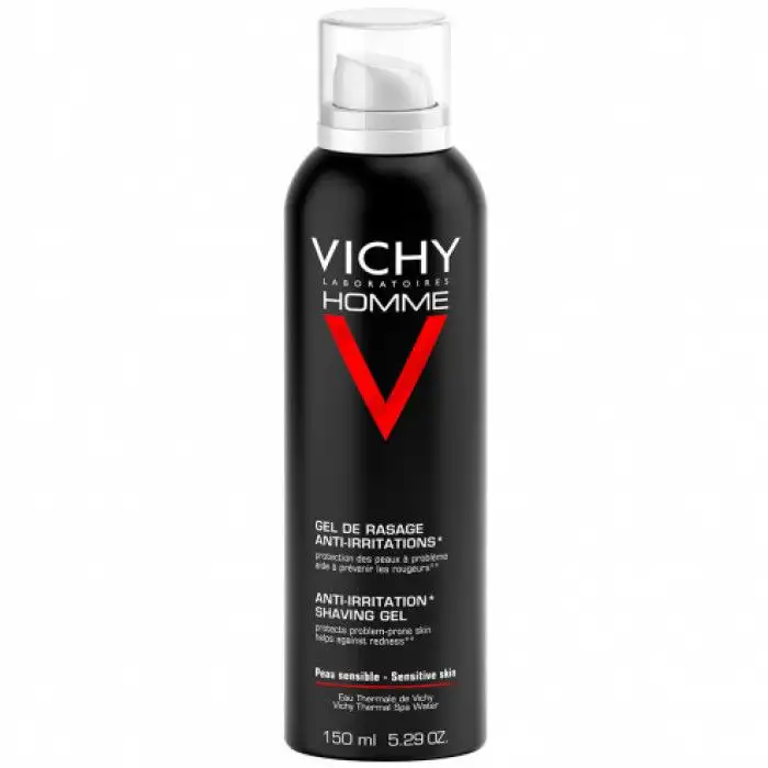 Vichy Homme Gel de Rasage Anti-Irritations - 150 ml - Peaux Sensibles et à Problèmes