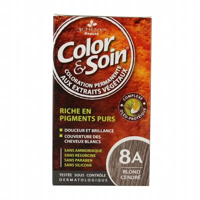 3 chênes Color & Soin coloration 8A Blond Cendré 135ml