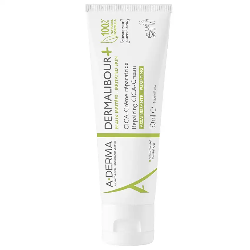 A-DERMA Dermalibour+ CICA-Crème Réparatrice Assainissante 50 ml - Répare et Apaise