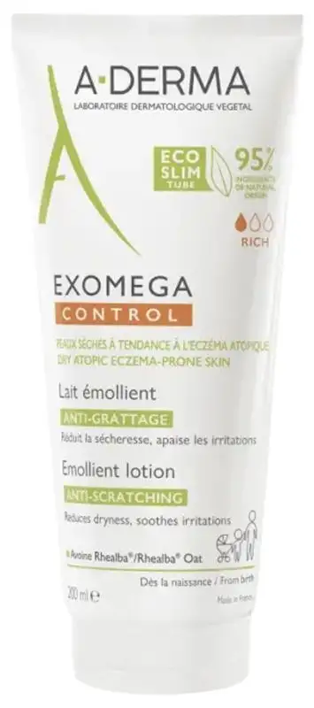 Exomega Control Lait Émollient Anti-Grattage Tube Eco Conçu 200 ml