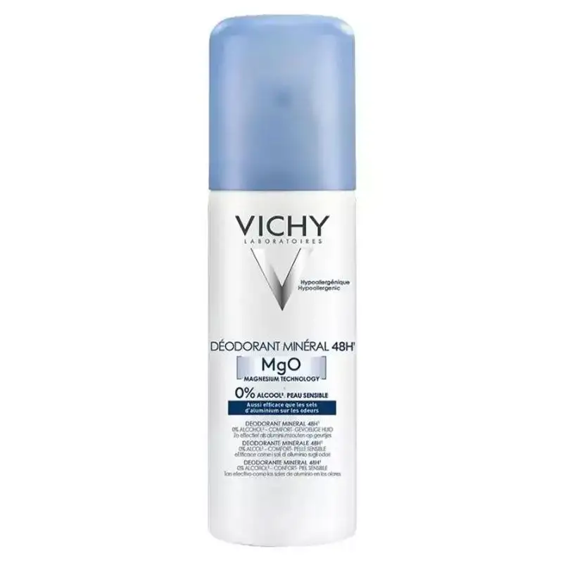 Vichy Déodorant Minéral 48H - 125 ml - Sans Sels d'Aluminium, Tous Types de Peaux