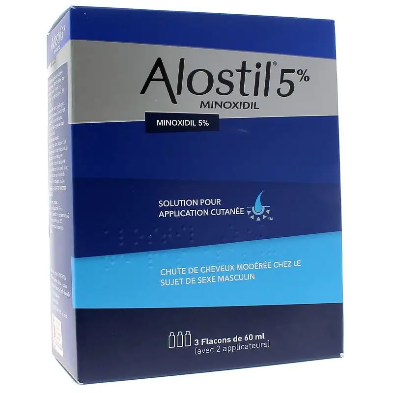 Alostil Minoxidil 5% - 3 flacons de 60ml - Solution pour application cutanée