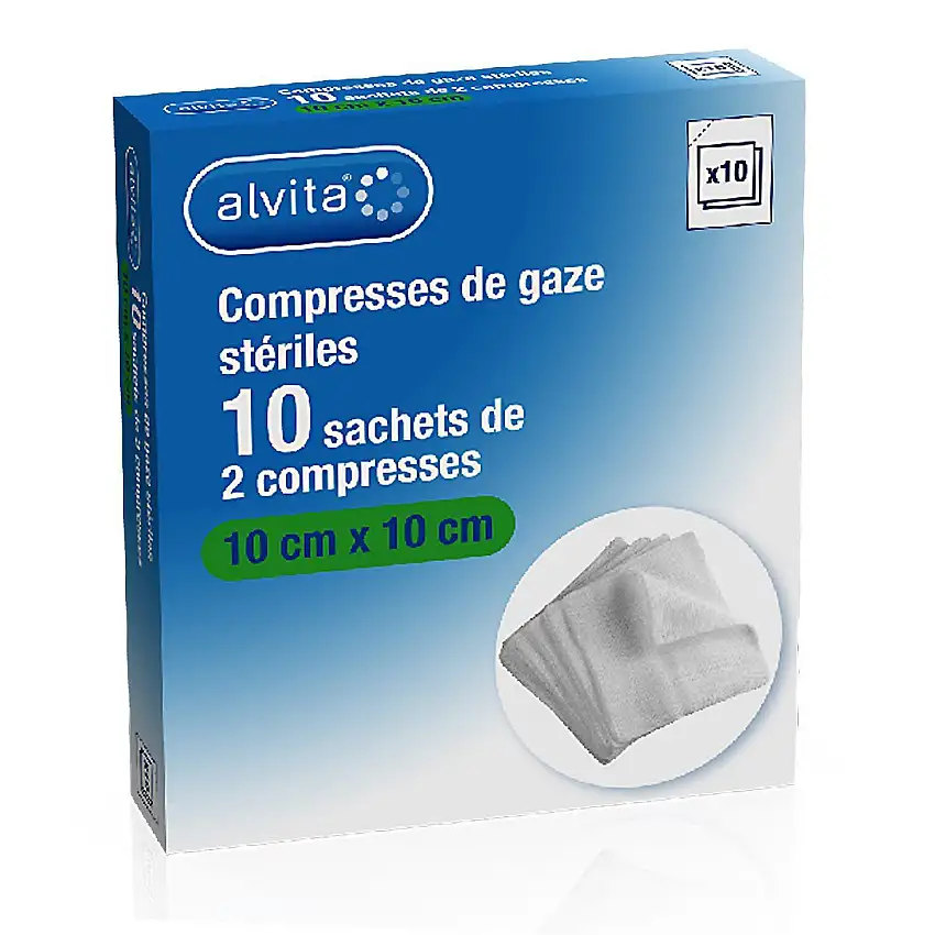 Compresse Alvita Stérile 10x10cm (x2)