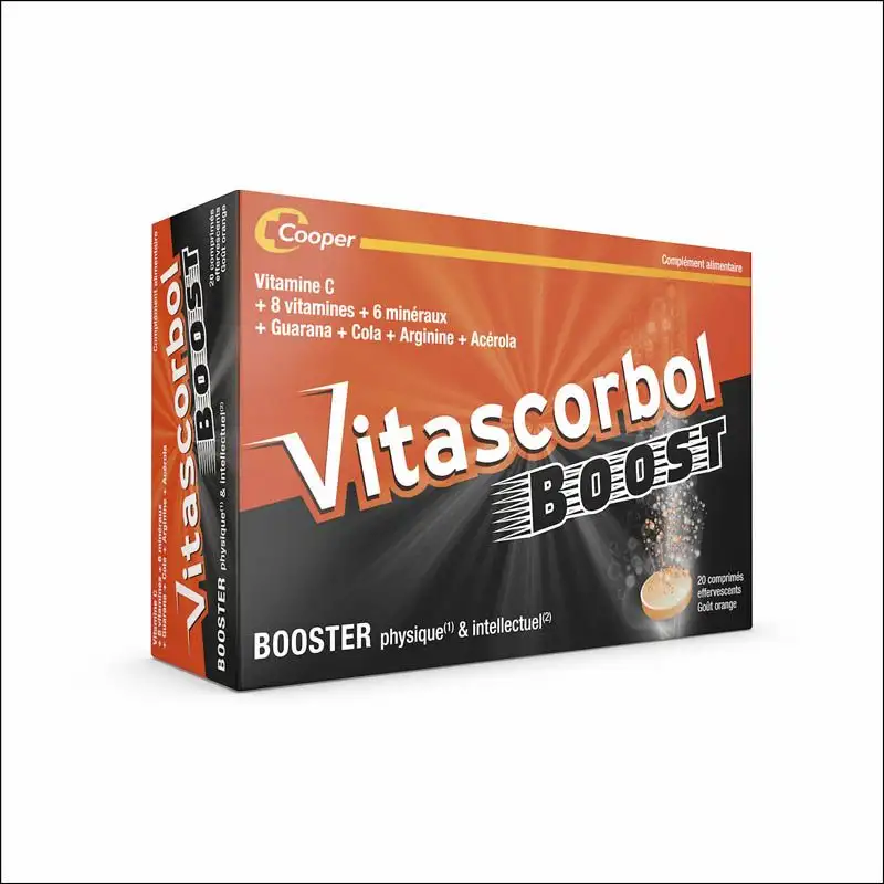 Vitascorbol Boost Booster - 20 Comprimés Effervescents - Énergie Physique et Mentale Immédiate