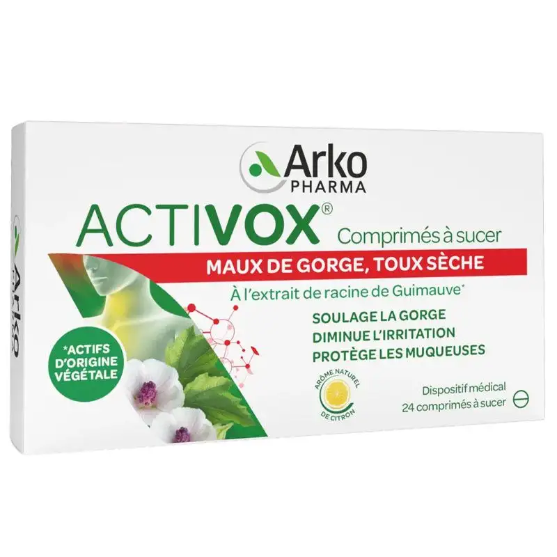Activox 24 Comprimés à Sucer - Maux de Gorge, Toux Sèche - Soulage la gorge, diminue l'irritation, protège les muqueuses