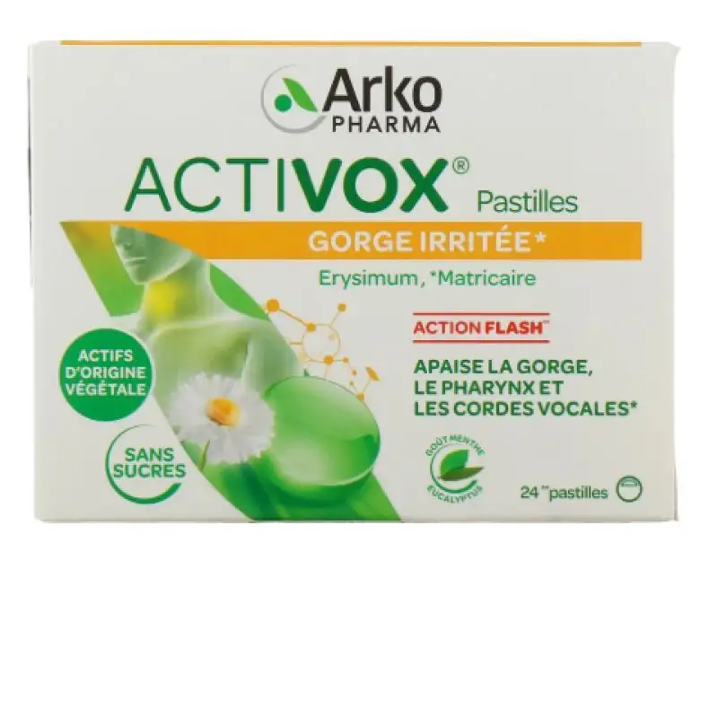 ACTIVOX Pastilles Sans Sucre Arôme Menthe Eucalyptus - 24 Pastilles