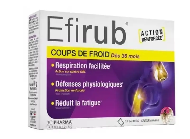 Efirub Coups de Froid Goût Ananas 16 Sachets