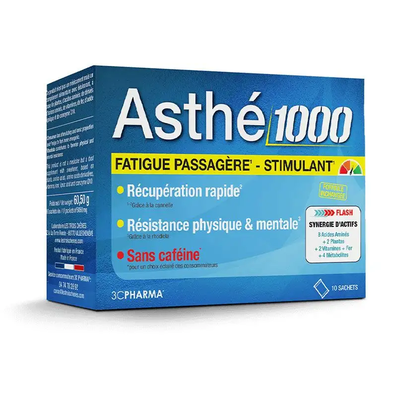 3C Pharma Asthé1000 10 sachets - Fatigue passagère et stimulant