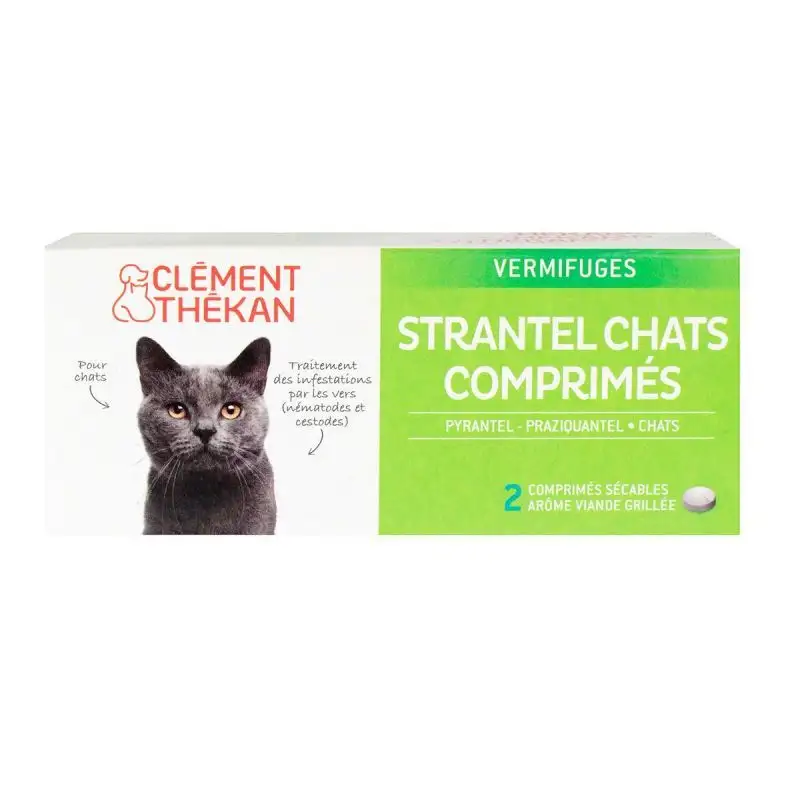 2 comprimés Strantel chats