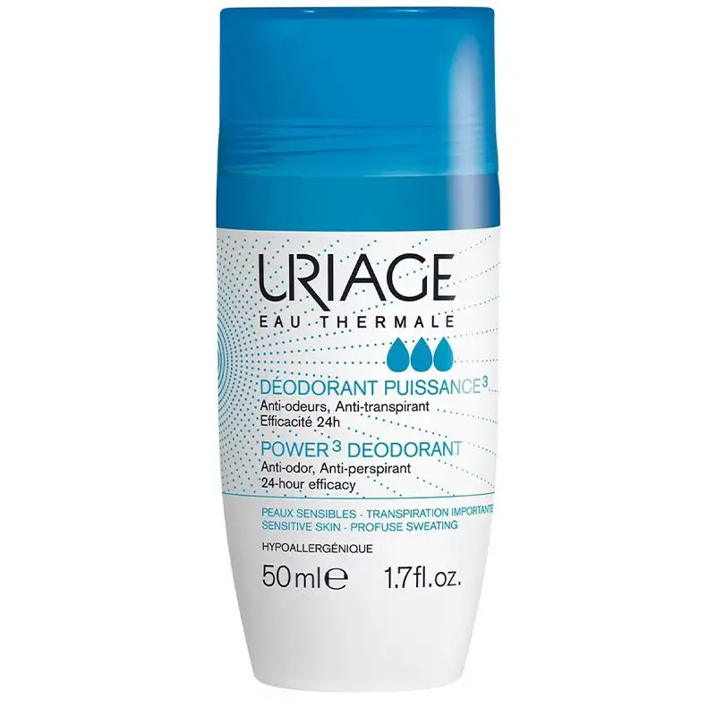 Uriage Déodorant Puissance 3 - 50 ml - Anti-Transpirant 24h Peaux Sensibles