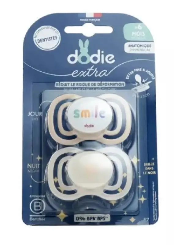 Extra sucette anatomique silicone Jour Nuit +6 mois x2