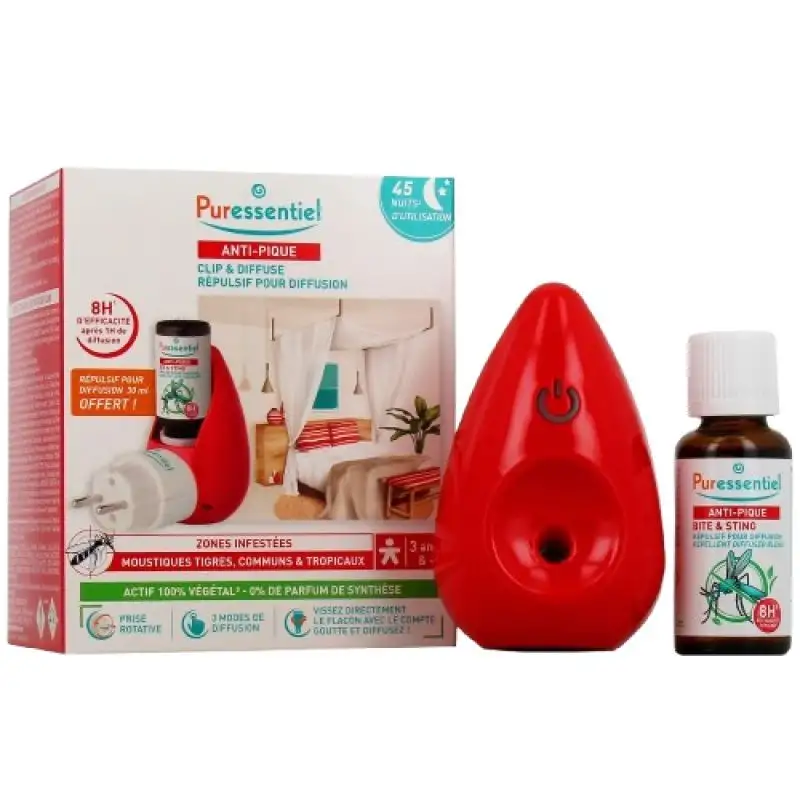 anti - pique / DIFFUSEUR - clip & diffuse ( prise ) - repulsif pour diffusion 30 ml offert