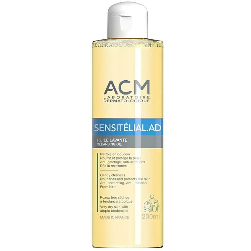 ACM Sensitélial AD Huile Lavante - 200 ml - Nettoie en douceur, nourrit et apaise les peaux très sèches