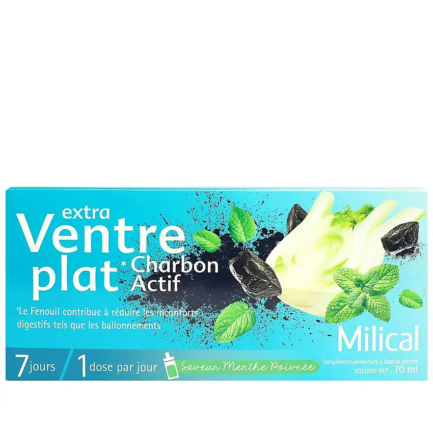 Milical Extérieur Ventre Plat Charbon 7x10ml