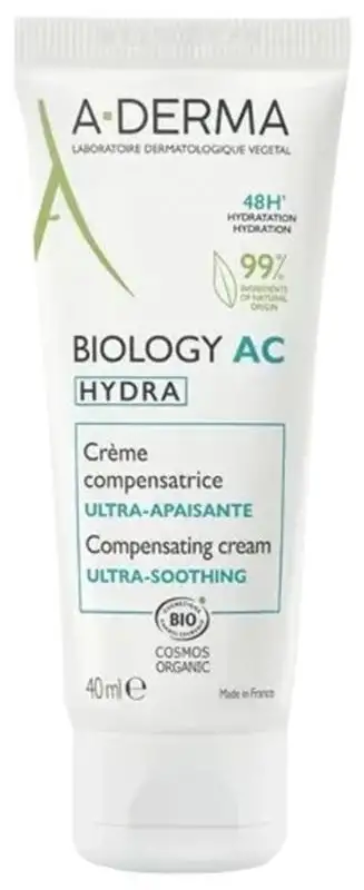 A-DERMA Biology AC Hydra Crème Compensatrice Ultra-Apaisante Bio - 40 ml