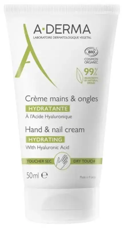A-DERMA Crème Mains & Ongles Hydratante Bio - 50 ml