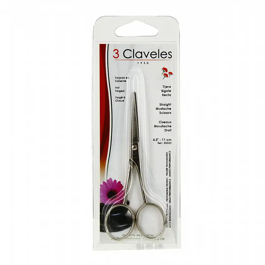 3 CLAVELES Ciseaux droits à moustache
