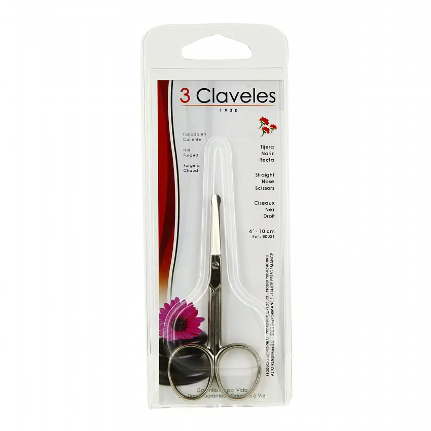 3 CLAVELES Ciseaux droits poils de nez