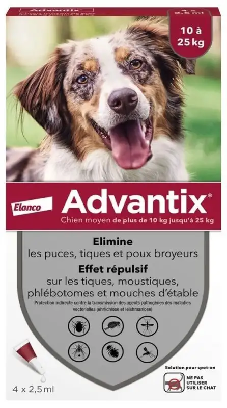 Advantix Chien Moyen 10 à 25 kg 4 Pipettes
