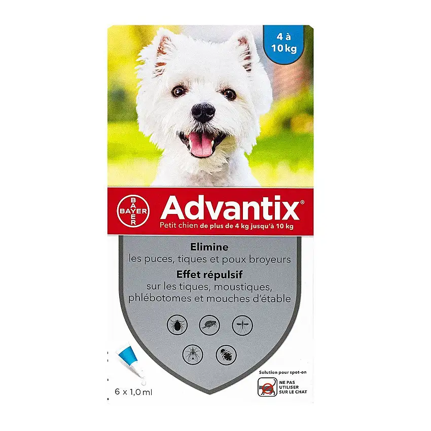 Advantix Petit Chien 4-10Kg 6 Pipettes 1 ml