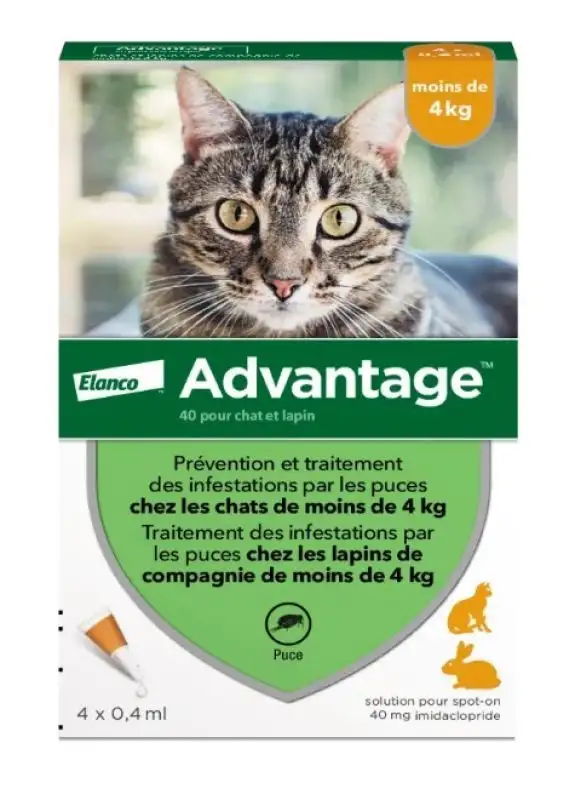 Advantage chats & lapins -4kg 4 pipettes