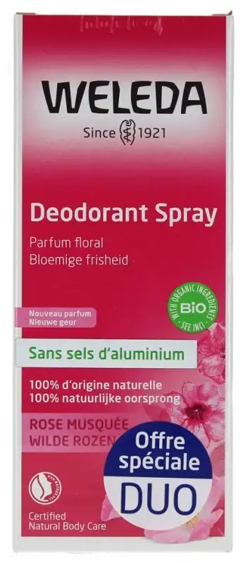 Weleda Déodorant Spray à la Rose Musquée - Lot de 2 x 100 ml
