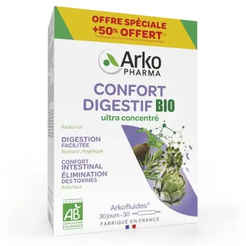 ARKOFLUIDES - Confort Digestif Bio Arkopharma - 20 ampoules + 10 Offertes