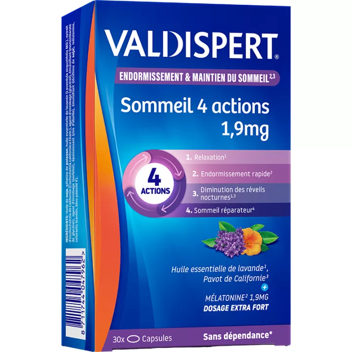 Valdispert Mélatonine 1,9mg 4 Actions 30 Comprimés