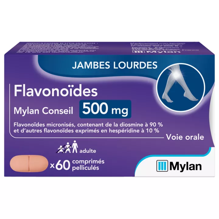 Flavonoïdes 500 mg Jambes Lourdes Mylan 60 comprimés