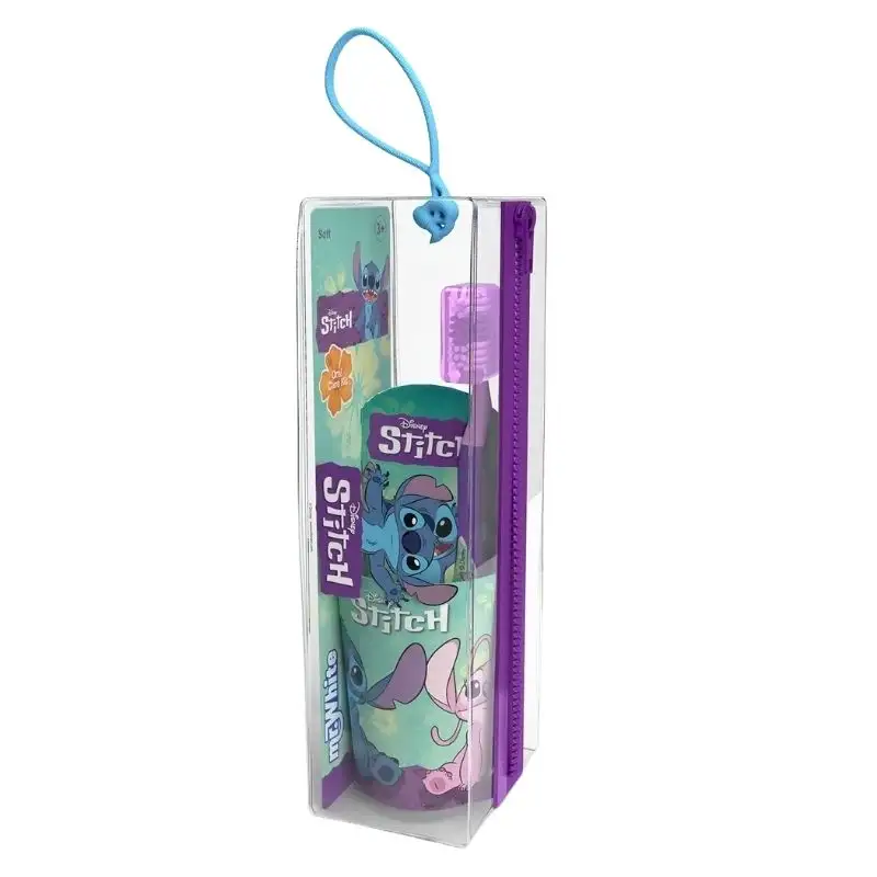 Adisphar Ensemble de Soin Buccal pour Enfants - Stitch 2 - Brosse à dents, dentifrice, verre et trousse