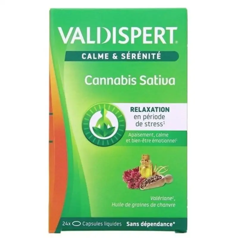 VALDISPERT CANNABIS SATIVA 24 Capsules - Calme et Sérénité - Chanvre, Valériane
