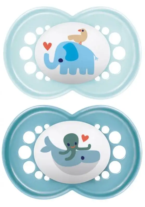 2 Sucettes Original Classique 18 Mois et + - Modèle : Éléphant et Baleine