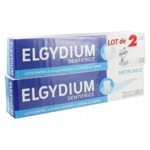 ELGYDIUM Anti-plaque Pâte Dentifrice (LOT de 2 tubes x 75ml)