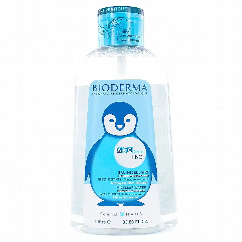 BIODERMA ABCDerm - H2O eau micellaire nettoyante bébé & enfant flacon pompe 1l