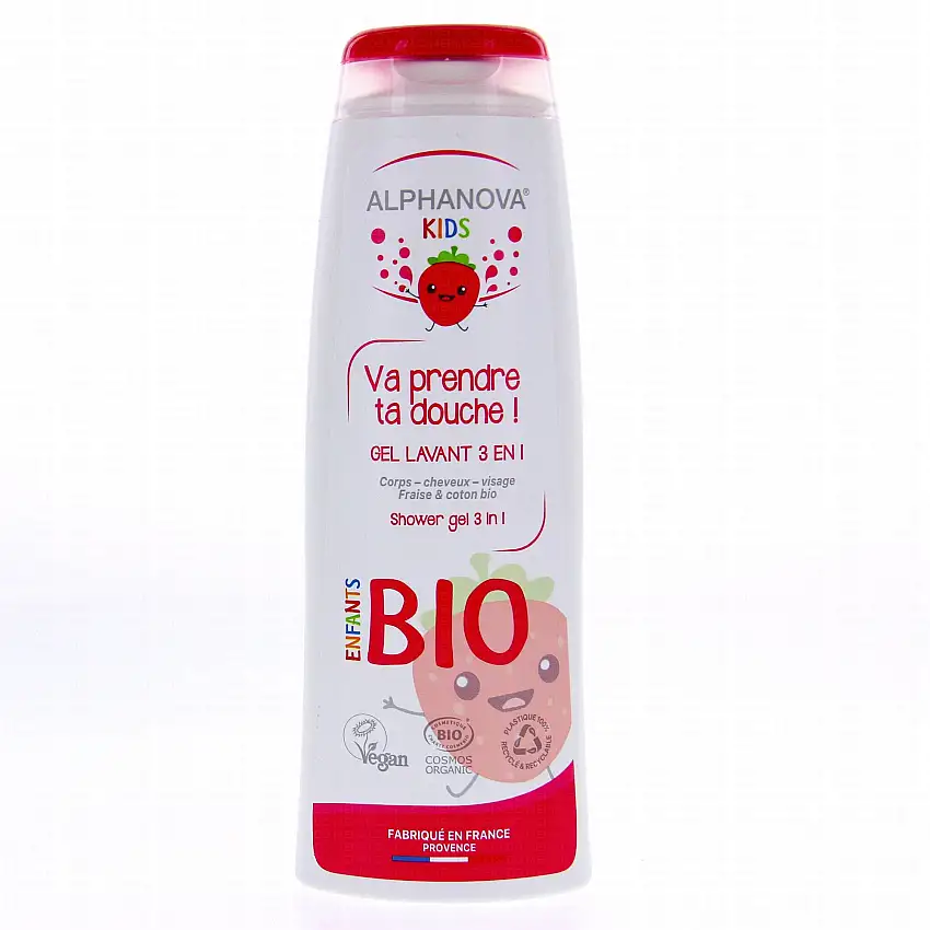 ALPHANOVA Kids - Va prendre ta douche! Gel lavant Fraise et Coton Bio 250ml