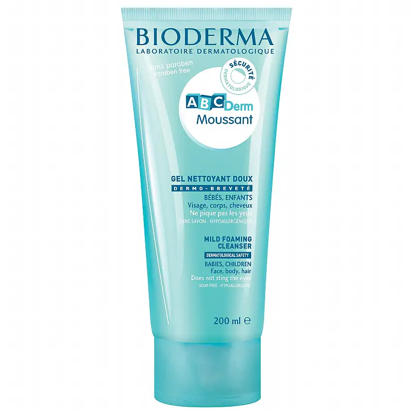BIODERMA ABCDerm - Gel moussant doux visage & corps bébé Flacon pompe 1L tube 200ml