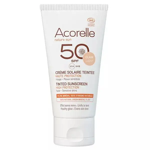 Acorelle Crème Solaire Teinte Claire SPF50 Bio 50ml
