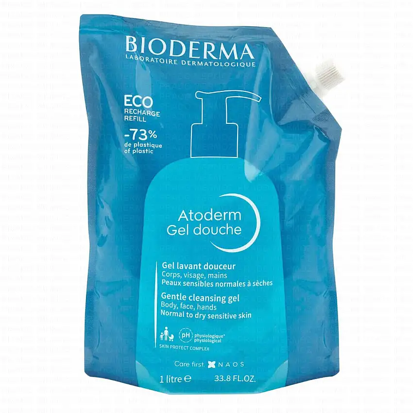 BIODERMA Atoderm - Gel douche lavant doux hydratant corps sans savon eco-recharge 1l