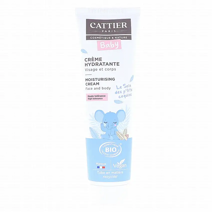 CATTIER Bébé crème hydratante visage et corps bio tube 75ml
