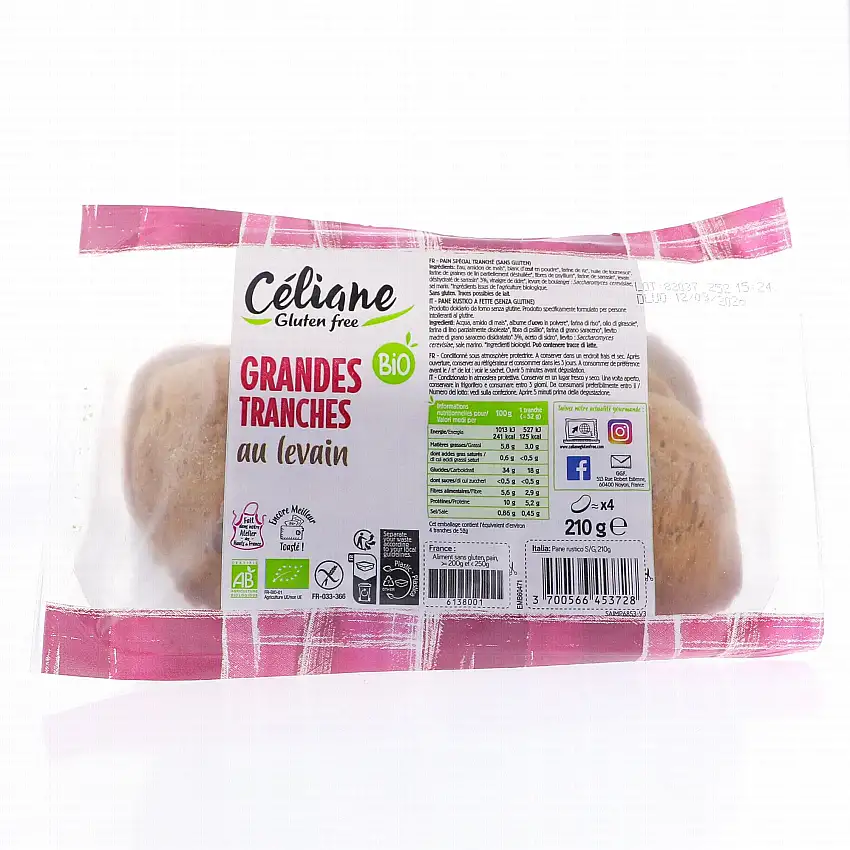 CELIANE Grandes Tranches Pain au Levain 210g