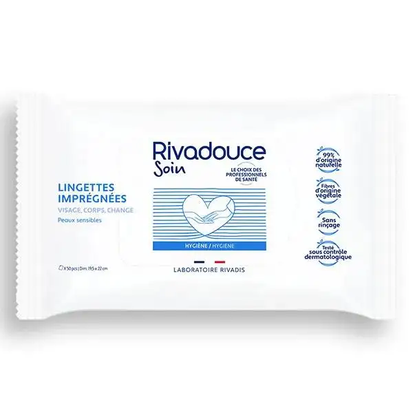 Rivadouce Lingettes imprégnées sans rinçage X50