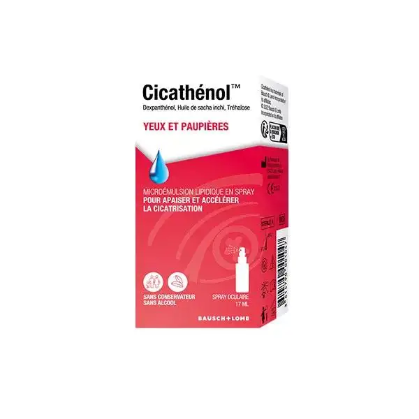 Bausch & Lomb Cicathenol Apaise et Accélére la Cicatrisation des Yeux et Paupières 17ml