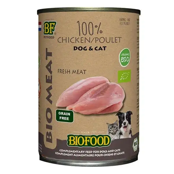 BF Petfood - Biofood 100% viande de poulet Bio - Boîte de 400g