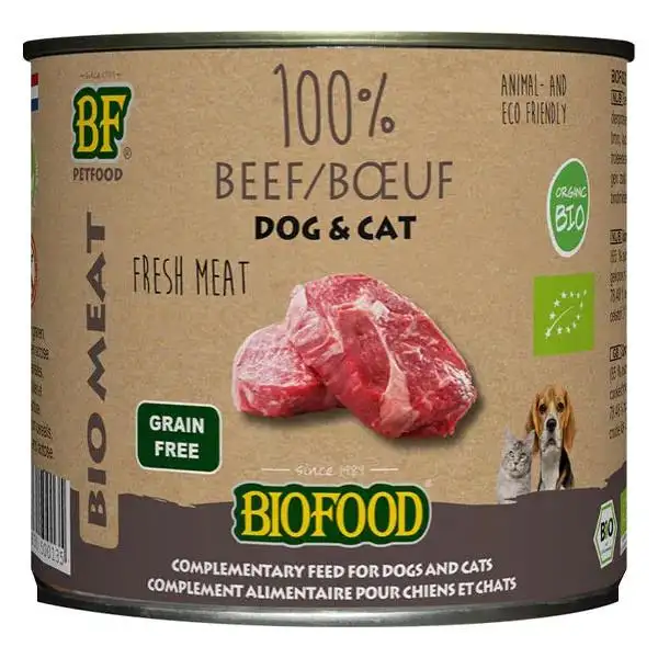 BF Petfood - Biofood 100% viande de boeuf Bio Boîte de 200g