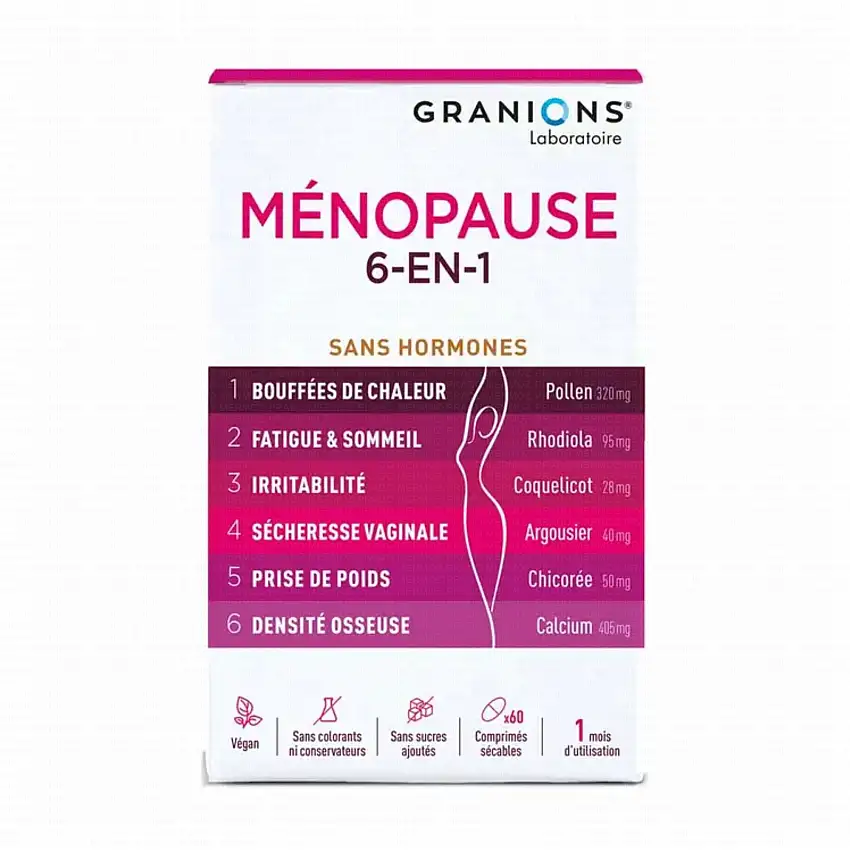 GRANIONS Ménopause 6en1 Sans hormone 60 comprimés