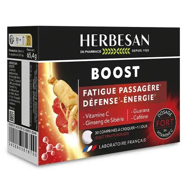 Herbesan Fatigue, Défense, Energie Complexe Boost - Cure de 30 jours