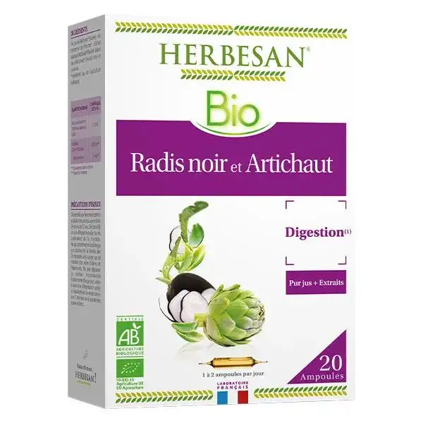 Herbesan Radis Noir Artichaut Bio 20 ampoules 10ml